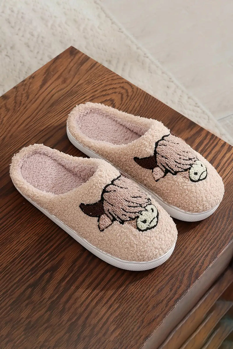 Cozy Parchment Animal Plush Slippers