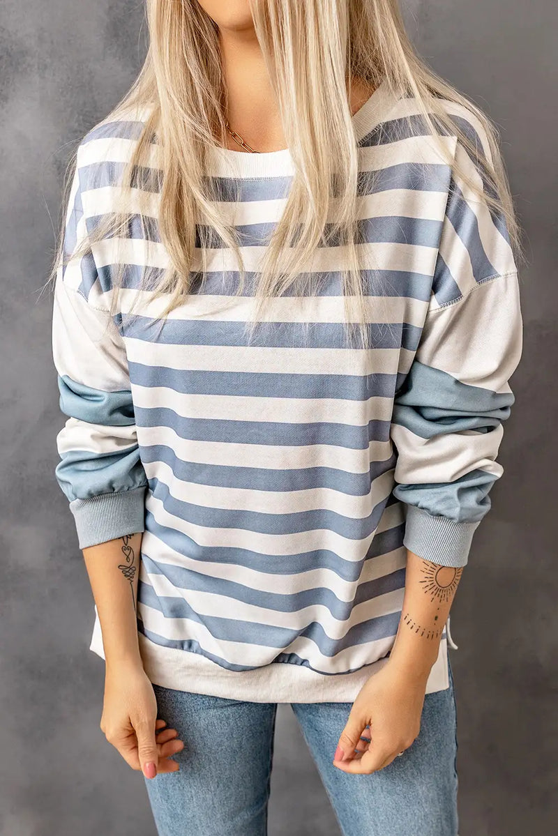 Striped Drop Shoulder Sweatshirt