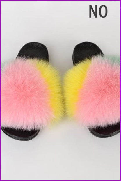 {5-7 Days Wait for Make} New Color Fox Fur Slides F639