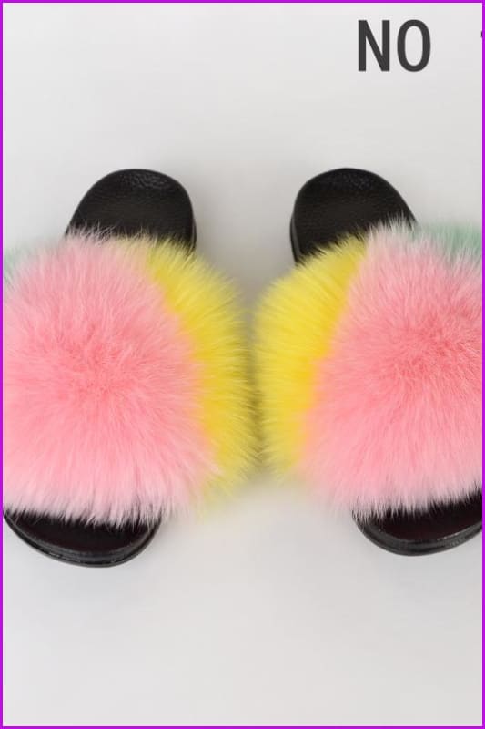 {5-7 Days Wait for Make} New Color Fox Fur Slides F639