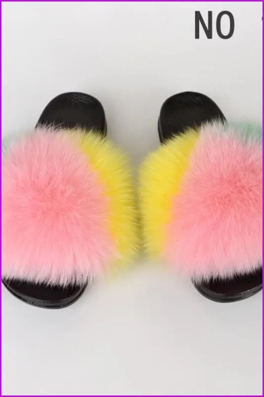 {5-7 Days Wait for Make} New Color Fox Fur Slides F639