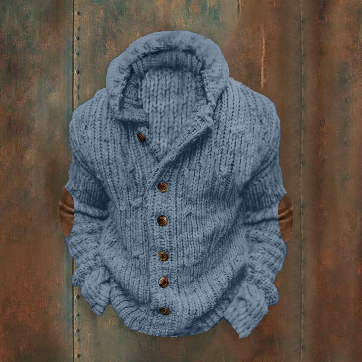 Vintage Cable Knit Basic Buttons Hooded Sweater elevenforest