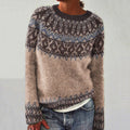 Vintage Fairman Island Contrast Print Crew Neck Sweater elevenforest