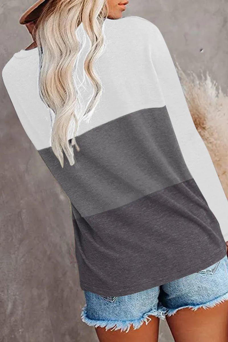 Split Joint O Neck T-shirts(6 Colors)