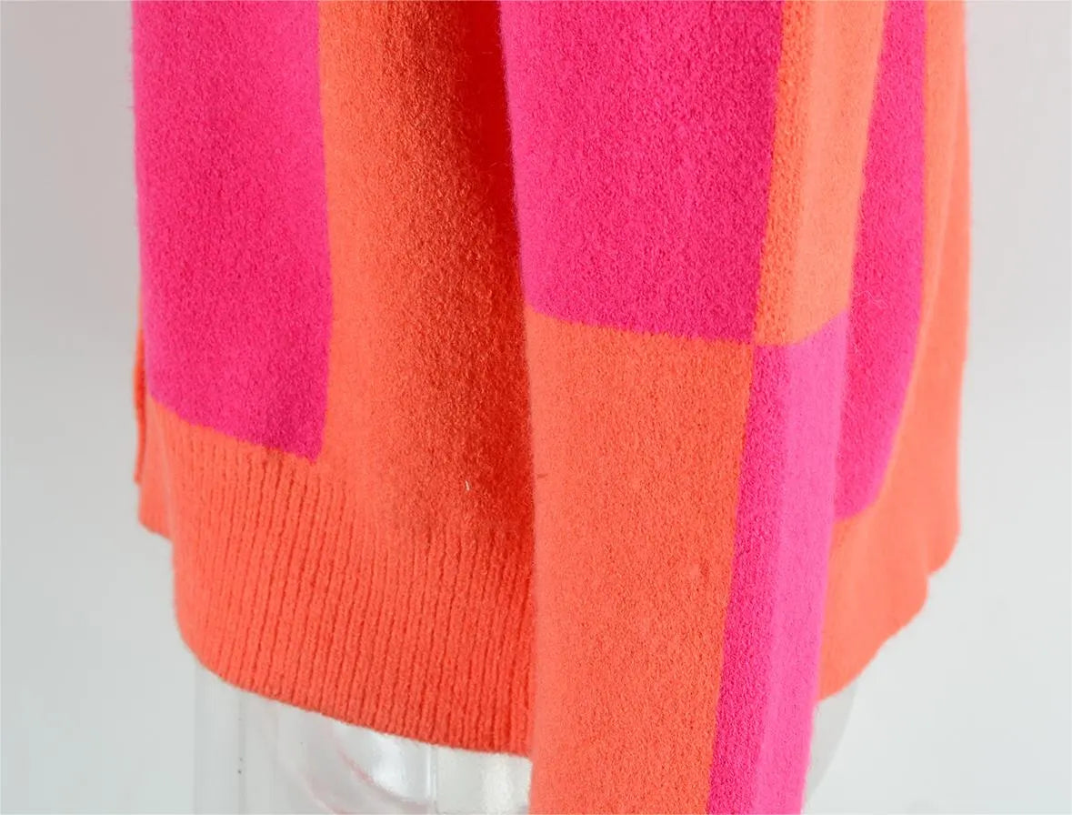 Autumn Winter ’s Plaid Stitching Knitwear Cardigan Sweater Coat