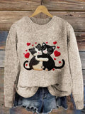 Comstylish Women's Cute Pet Cat Embroidery Printed Sweater