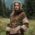 Women's Vintage Celtic Knot Jacquard Hooded Sweater elevenforest