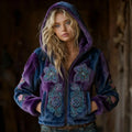 Women's Vintage Celtic Knot And Floral Art Plush Zip-up Hoodie elevenforest