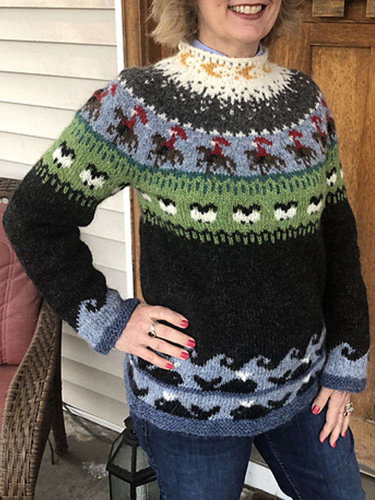 Farm Animals Icelandic Style Women's Sweater elevenforest