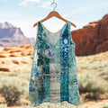 Vintage Floral Print Linen Blend Tank Top elevenforest