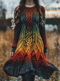 Viking Gradient Celtic Knot Pattern Women's Sweater Midi Dress elevenforest