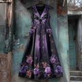 Halloween Bat & Dark Rose Gothic Women's Vest Midi Dress elevenforest
