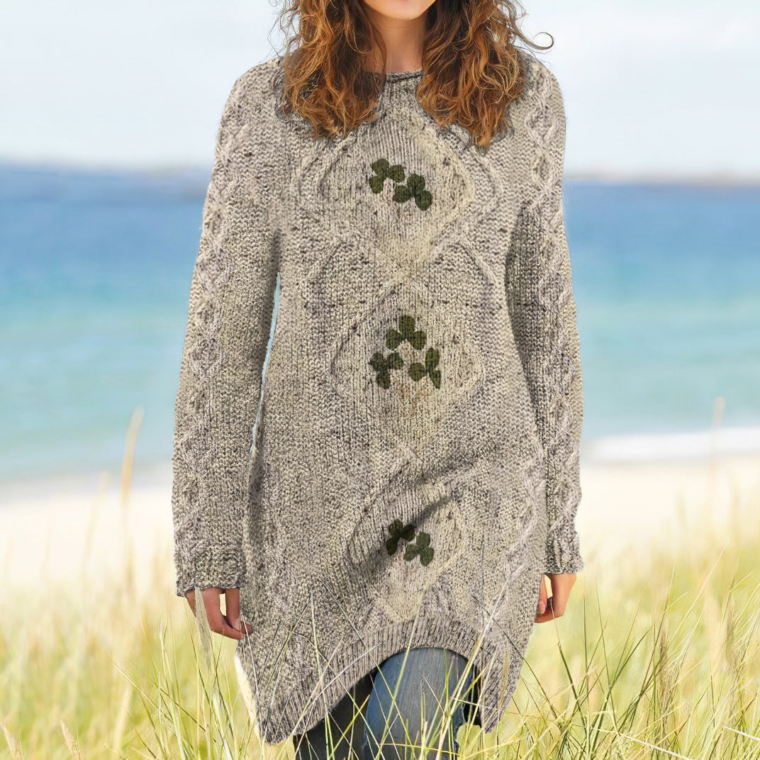 Women's Irish Clover Jacquard Sweater Dress artswardrobe