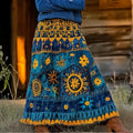 Folk Floral Embroidery Art Vintage Skirt elevenforest