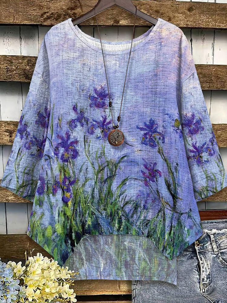 Women's Flower Print Short Sleeve Top elevenforest