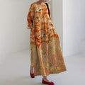 Comstylish Women's Vintage Japanese Crane Art Print Midi Dress