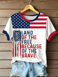 Comstylish Women's Independence Day Flag Print T-shirt