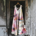Vintage Floral Painting Art Linen Tank Dress elevenforest