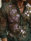 Bohemian Style Embroidered Flower Men's Long-sleeved Shirt elevenforest