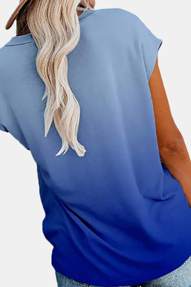 Street Gradual Change Pocket O Neck T-shirts(6 Colors)