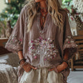 Women's Tribal Tree Of Life And Floral Art Casual Shirt elevenforest