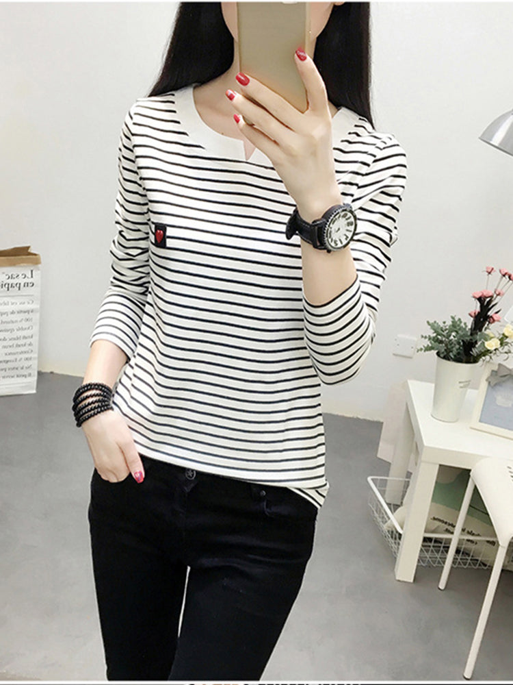 T-shirt Long Sleeve Korean Style Slim Basic Cotton Tshirt Top Clothing Autumn Winter T Shirt Femme