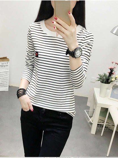 T-shirt Long Sleeve Korean Style Slim Basic Cotton Tshirt Top Clothing Autumn Winter T Shirt Femme