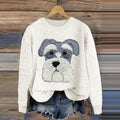 Comstylish Funny Schnauzer Embroidery Art Applique Cozy Sweater