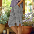 Comstylish Retro Stripe Pattern Shabby Art Cozy Linen Shorts