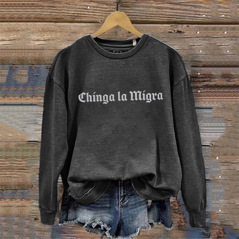 Comstylish Ice Out Chinga La Migra Washed Sweatshirt