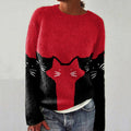 Abstract Creative Contrast Cat Painting Art Print Knitted Pullover Sweater elevenforest