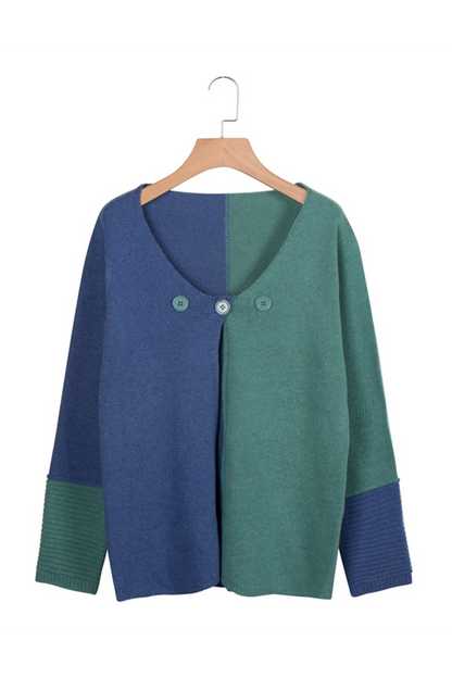 Color Lump Buttons V Neck Cardigans(4 Colors)