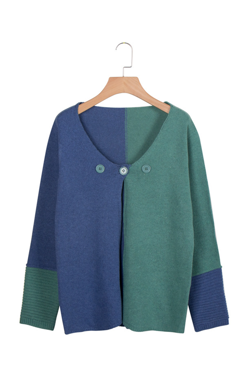 Color Lump Buttons V Neck Cardigans(4 Colors)