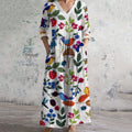 Women's Vintage Birds Insects And Berries Pattern Comfort Dress elevenforest