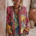 Women's Vintage Bohemian Floral Embroidery Patchwork Art Sweater Cardigan elevenforest