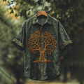 Men's Viking Mythology Tree Of Life Lapel Shirt elevenforest