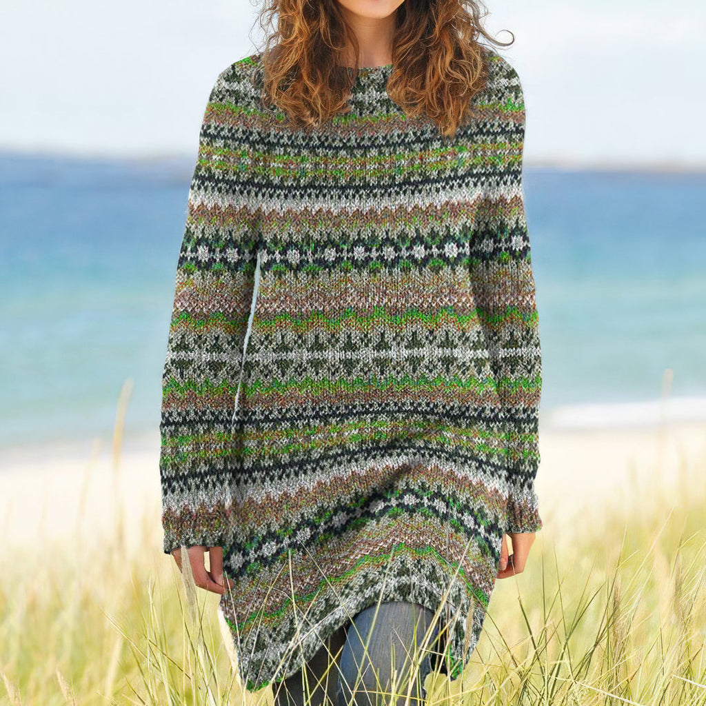 Vintage Icelandic Pattern Knitted Sweater Dress elevenforest