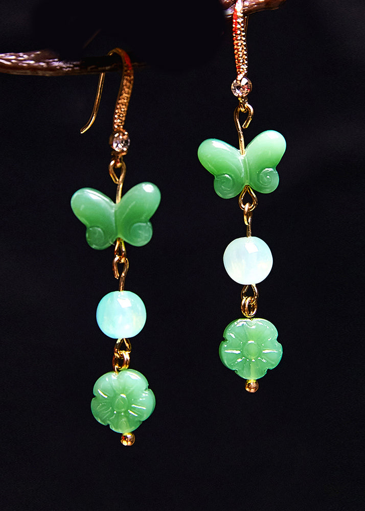 Butterfly Jade Zircon Drop Earrings