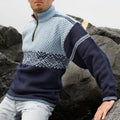 Vintage Warmth Knit Jacquard Icelandic Classic Half Zip Collar Sweater（Unisex ） elevenforest