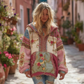 Women's Bohemian Floral And Rose Patchwork Cozy Warm Hoodie elevenforest
