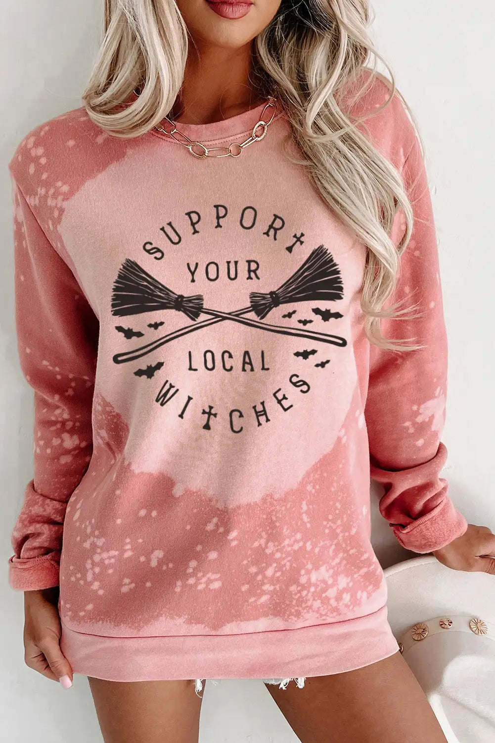 Pink Halloween Pattern Crewneck Sweatshirt