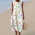 Women's Dog Paw Print Crew Neck Tank Midi Dress elevenforest