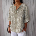 Women's Floral Print Linen Blend Casual Shirt elevenforest