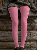 Women's Retro Pink Awareness Flowers Print Leggings elevenforest