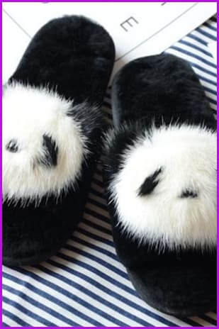 Panda/flower/smile Sheep Fur Slippers Df002