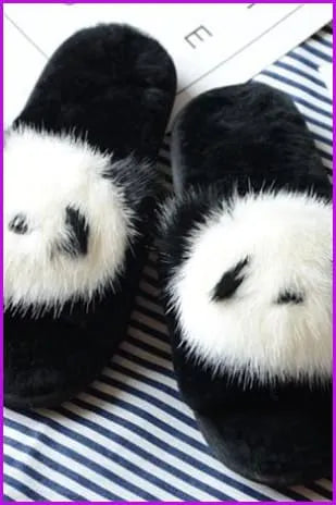 Panda/flower/smile Sheep Fur Slippers Df002