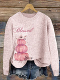 Pink Blessed Pumpkins Embroidered Sweater artswardrobe