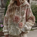 Women's Boho Flower Embroidered Art Comfy Hoodie elevenforest