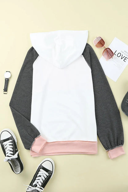Color Block Contrast Mandarin Collar Hoodies