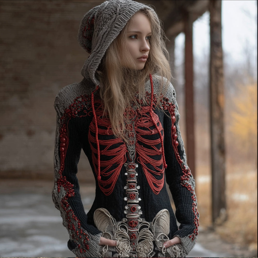 Halloween Human Anatomy Art Splicing Hooded Sweater artswardrobe
